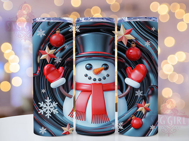 3D Inflated Snowman Christmas Tumbler, Christmas Snowman Sublimation Design, Festive Holiday Cup Art, 20oz Xmas Tumbler, Whimsical Snowman Mug, Stylish Christmas Cup, Cozy Winter Wrap Sublimation SvggirlplusArt 