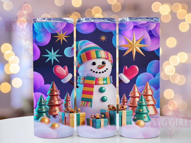3D Inflated Snowman Christmas Tumbler, Christmas Snowman Wrap, Holiday Snowman Sublimation, 20oz Inflated Tumbler, Festive Snowman Art, Cute Christmas Mug, Winter Wonderland Cup Sublimation SvggirlplusArt 
