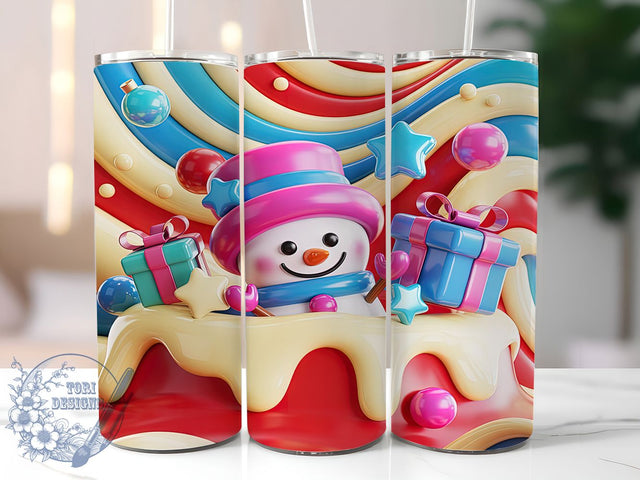 3D Inflated Snowman Christmas Tumbler, Christmas Snowman Wrap, Puffy Holiday Sublimation Design, 20oz Snowman Tumbler, Whimsical Inflated Art, Festive Snowman Mug, Cute Christmas Cup Sublimation ToriDesigns 