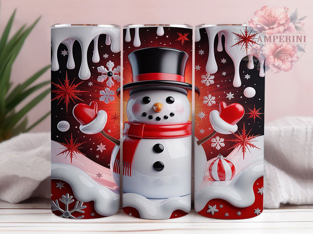 3D Inflated Snowman Christmas Tumbler, Inflated Snowman Wrap, Christmas Snowman Sublimation, Festive Holiday Cup, 20Oz Skinny Tumbler Wrap, Cute Winter Mug, Jolly Snowman Design Sublimation Li Zamperini 