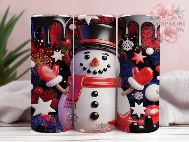 3D Inflated Snowman Christmas Tumbler, Inflated Snowman Wrap, Christmas Snowman Sublimation, Festive Holiday Cup, 20Oz Skinny Tumbler Wrap, Cute Winter Mug, Jolly Snowman Design Sublimation Li Zamperini 