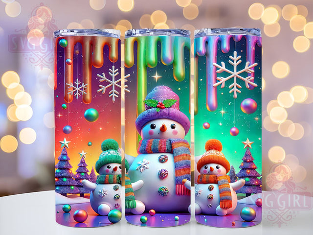 3D Inflated Snowman Christmas Tumbler Wrap, Inflated Snowman Design, Cute Christmas Tumbler, 20oz Tumbler Wrap, Sublimation Mug, Holiday Drinkware, Festive Snowman Decor Sublimation SvggirlplusArt 