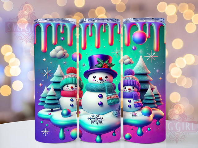 3D Inflated Snowman Christmas Tumbler Wrap, Inflated Snowman Design, Cute Christmas Tumbler, 20oz Tumbler Wrap, Sublimation Mug, Holiday Drinkware, Festive Snowman Decor Sublimation SvggirlplusArt 