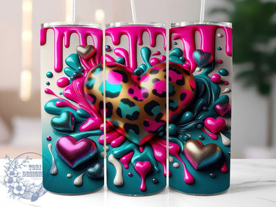 3D Inflated Valentine Heart Tumbler, 3D Wall Break Pattern, Romantic Heart Design, 20Oz Sublimation Wrap, Bold Valentine Art, Love Wall Texture, Tumbler Sublimation Sublimation ToriDesigns 
