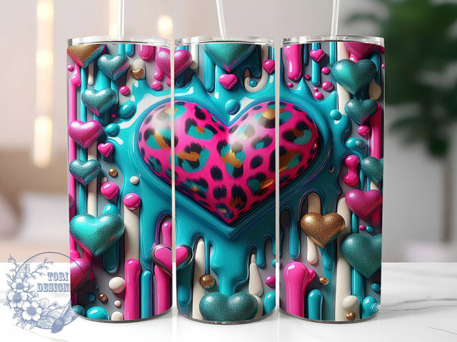 3D Inflated Valentine Heart Tumbler, 3D Wall Break Pattern, Romantic Heart Design, 20Oz Sublimation Wrap, Bold Valentine Art, Love Wall Texture, Tumbler Sublimation Sublimation ToriDesigns 