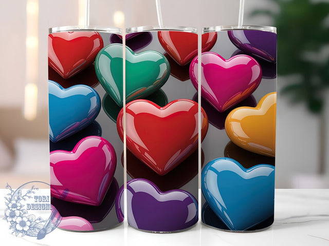 3D Inflated Valentine Heart Tumbler, Inflated Design, Valentine's Day, Sublimation Art, 20oz Tumbler, Love Theme, Romantic Wrap Sublimation ToriDesigns 