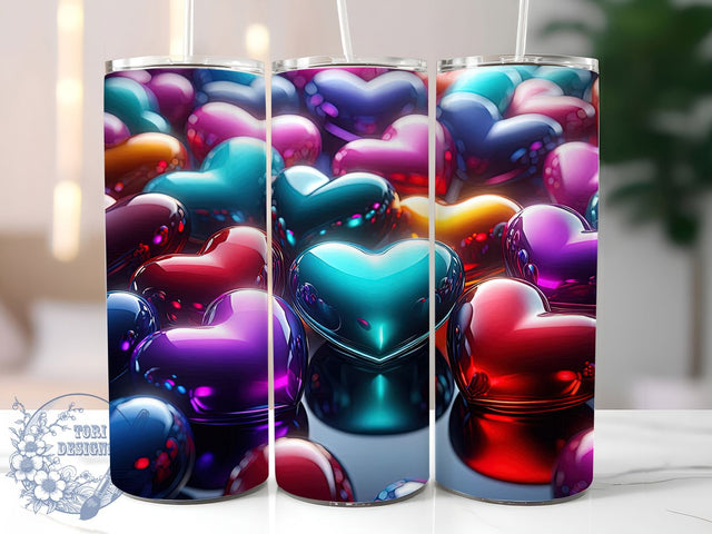 3D Inflated Valentine Heart Tumbler, Inflated Design, Valentine's Day, Sublimation Art, 20oz Tumbler, Love Theme, Romantic Wrap Sublimation ToriDesigns 