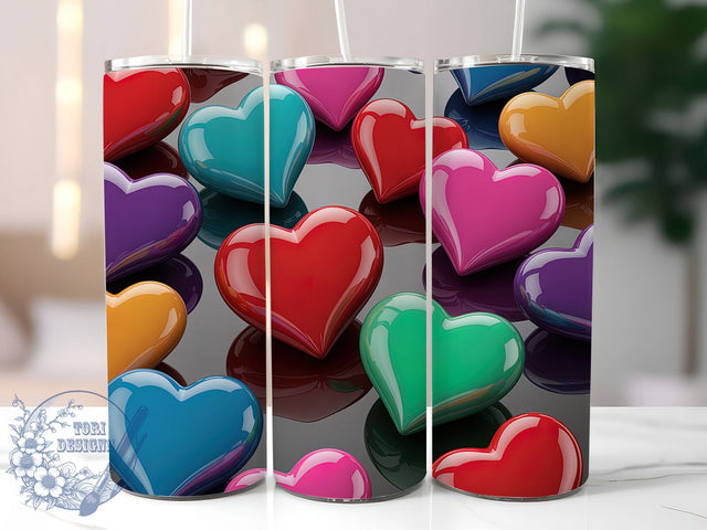 3D Inflated Valentine Heart Tumbler, Inflated Design, Valentine's Day, Sublimation Art, 20oz Tumbler, Love Theme, Romantic Wrap Sublimation ToriDesigns 