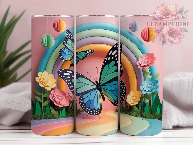 3D Instant Elegant Butterfly 20oz Tumbler, Instant Butterfly Cup Wrap, Elegant Butterfly Design, Sublimation Tumbler Wrap, 20Oz Tumbler Design, Artistic Butterfly Cup, Stylish Instant Butterfly Wrap Sublimation Li Zamperini 