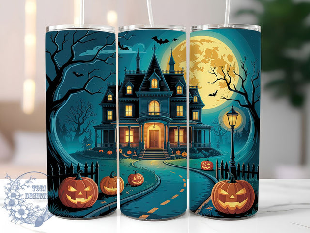 3D Jack-O-Lantern Haunted Tumbler Wrap, Haunted House Wrap, Halloween Sublimation Cup, 20Oz Spooky Drinkware, Pumpkin Mansion Design, Creepy Fall Tumbler, Dimensional Halloween Wrap Sublimation ToriDesigns 