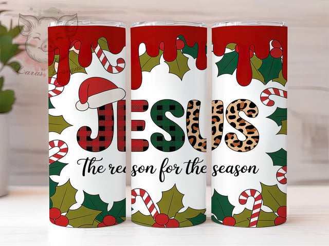 3D Jesus Is The Reason Tumbler, Jesus Is The Reason, Christian Tumbler, Faith Sublimation, 20Oz Wrap Design, Religious Christmas Art, Christian Holiday Design Sublimation Lara' s Designs 