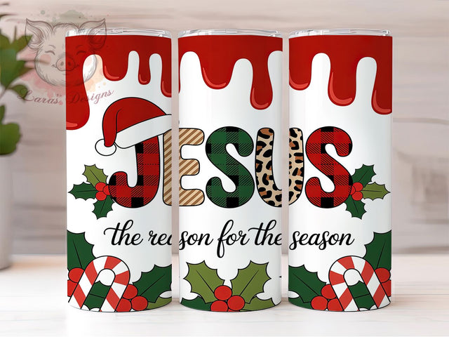 3D Jesus Is The Reason Tumbler, Jesus Is The Reason, Christian Tumbler, Faith Sublimation, 20Oz Wrap Design, Religious Christmas Art, Christian Holiday Design Sublimation Lara' s Designs 