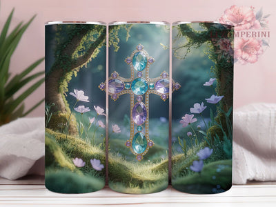 3D Jeweled Christian Cross 20oz Tumbler, 3D Design, Jesus Theme, Spring Christian, 20oz Wrap, Sublimation Design, PNG File Sublimation Li Zamperini 