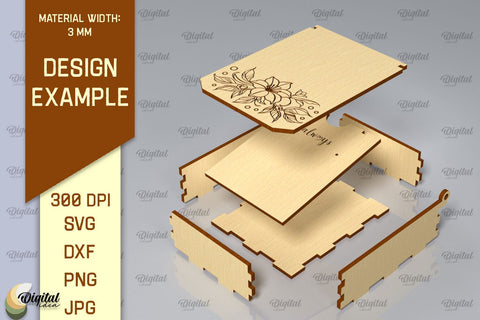 3D Jewelry Box SVG. Laser Cut Small Gift Box SVG Evgenyia Guschina 