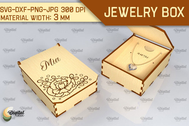 3D Jewelry Box SVG. Laser Cut Small Gift Box SVG Evgenyia Guschina 