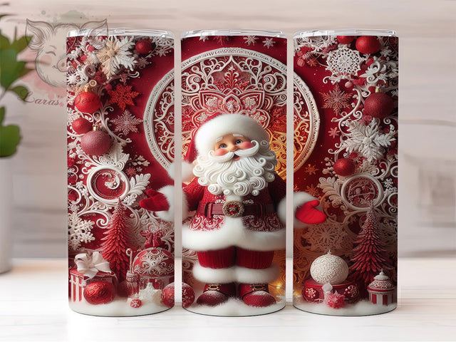 3D Jolly Santa Christmas Tumbler, Christmas Santa Wrap, Holiday Sublimation Design, Festive Santa Cup, 20Oz Skinny Tumbler Wrap, Jolly Santa Mug, Christmas 3D Design Sublimation Lara' s Designs 