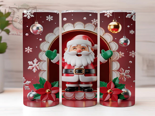 3D Jolly Santa Christmas Tumbler, Christmas Santa Wrap, Holiday Sublimation Design, Festive Santa Cup, 20Oz Skinny Tumbler Wrap, Jolly Santa Mug, Christmas 3D Design Sublimation Lara' s Designs 