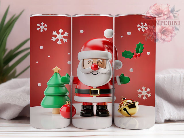3D Jolly Santa Christmas Tumbler, Festive Holiday Wrap, Christmas Santa Sublimation, Jolly Holiday Cup, 20Oz Skinny Tumbler Wrap, Merry Santa Mug, Classic Christmas Design Sublimation Li Zamperini 