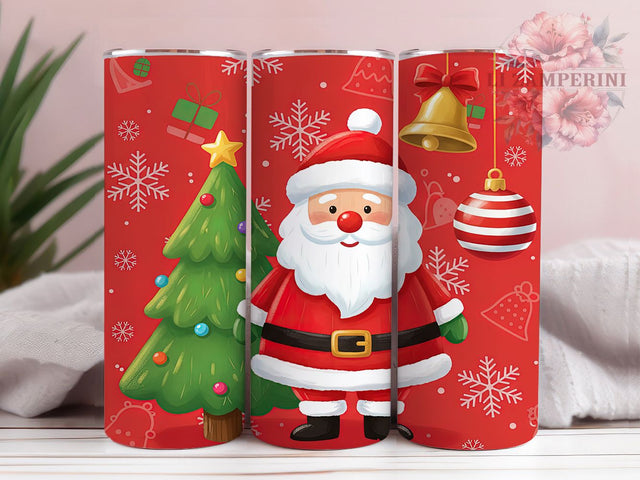 3D Jolly Santa Christmas Tumbler, Festive Holiday Wrap, Christmas Santa Sublimation, Jolly Holiday Cup, 20Oz Skinny Tumbler Wrap, Merry Santa Mug, Classic Christmas Design Sublimation Li Zamperini 