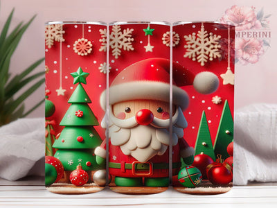3D Jolly Santa Christmas Tumbler, Festive Holiday Wrap, Christmas Santa Sublimation, Jolly Holiday Cup, 20Oz Skinny Tumbler Wrap, Merry Santa Mug, Classic Christmas Design Sublimation Li Zamperini 