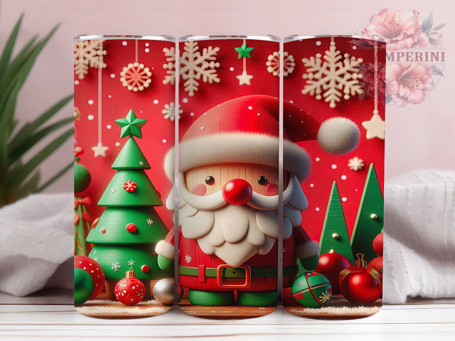 3D Jolly Santa Christmas Tumbler, Festive Holiday Wrap, Christmas Santa Sublimation, Jolly Holiday Cup, 20Oz Skinny Tumbler Wrap, Merry Santa Mug, Classic Christmas Design Sublimation Li Zamperini 