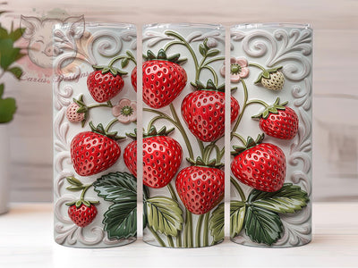 3D Juicy Strawberry Fruit Tumbler, Fruit Wrap Design, 20Oz Skinny Tumbler, Realistic Berry Sublimation, Juicy Strawberry Wrap, Summer Fruit Tumbler, Vibrant Strawberry Design Sublimation Lara' s Designs 