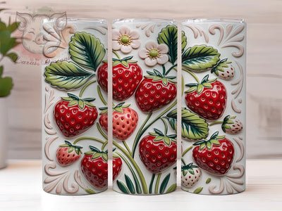 3D Juicy Strawberry Fruit Tumbler, Fruit Wrap Design, 20Oz Skinny Tumbler, Realistic Berry Sublimation, Juicy Strawberry Wrap, Summer Fruit Tumbler, Vibrant Strawberry Design Sublimation Lara' s Designs 