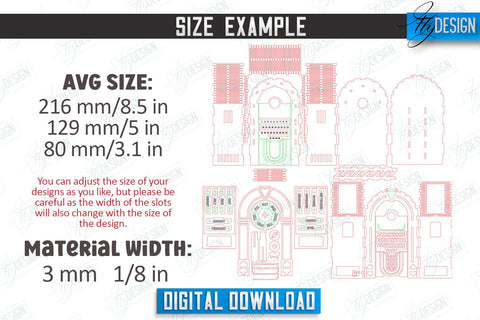 3D Jukebox Puzzle | Desktop Jukebox Calendar | Retro Jukebox | CNC File SVG Fly Design 