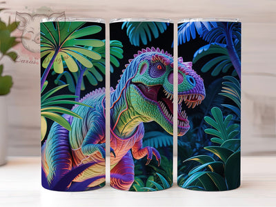 3D Jurassic T‑Rex Dinosaur Tumbler, 3D Dino Tumbler, Jurassic T-rex Wrap, Vibrant Dinosaur Wrap, Artistic 3D Wrap, Sublimation Design, Trendy Gift Idea Sublimation Lara' s Designs 