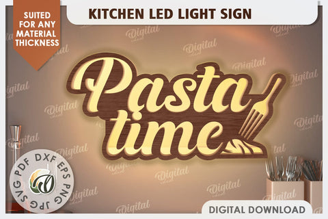 3D Kitchen Led Light Sign Laser Cut. Kitchen Decor SVG SVG Evgenyia Guschina 