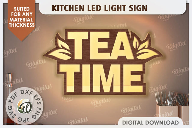 3D Kitchen Led Light Sign Laser Cut. Kitchen Decor SVG SVG Evgenyia Guschina 