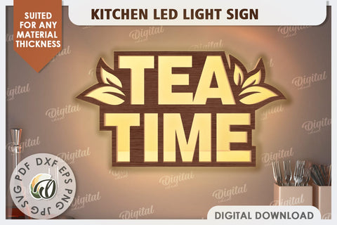 3D Kitchen Led Light Sign Laser Cut. Kitchen Decor SVG SVG Evgenyia Guschina 
