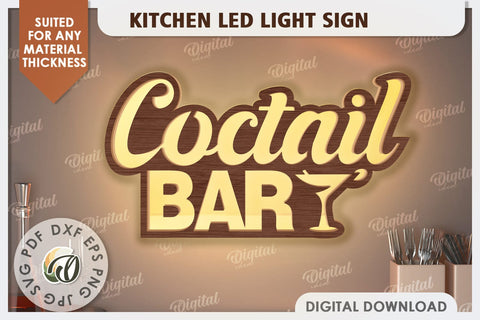 3D Kitchen Led Light Sign Laser Cut. Kitchen Decor SVG SVG Evgenyia Guschina 