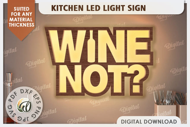 3D Kitchen Led Light Sign Laser Cut. Kitchen Decor SVG SVG Evgenyia Guschina 