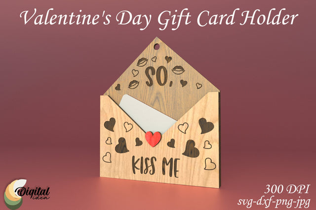 3D Laser Cut Design. Valentine's Day Gift Card Holder SVG Evgenyia Guschina 