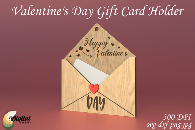 3D Laser Cut Design. Valentine's Day Gift Card Holder SVG Evgenyia Guschina 