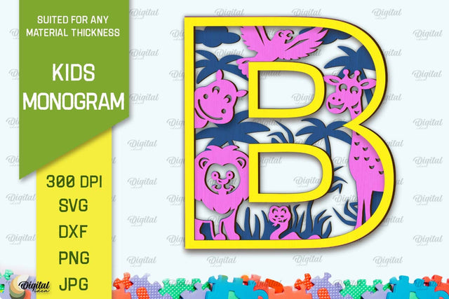 3D Laser cut Monogram Letter B. Kids alphabet wall sign SVG SVG Evgenyia Guschina 