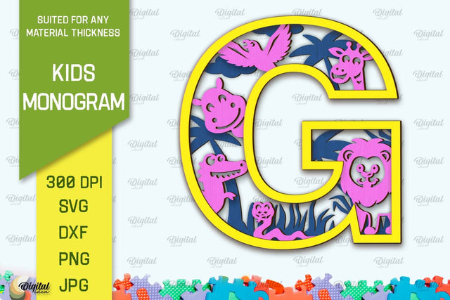 3D Laser cut Monogram Letter G. Kids alphabet wall sign SVG SVG Evgenyia Guschina 