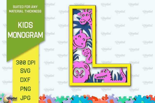 3D Laser cut Monogram Letter L. Kids alphabet wall sign SVG SVG Evgenyia Guschina 