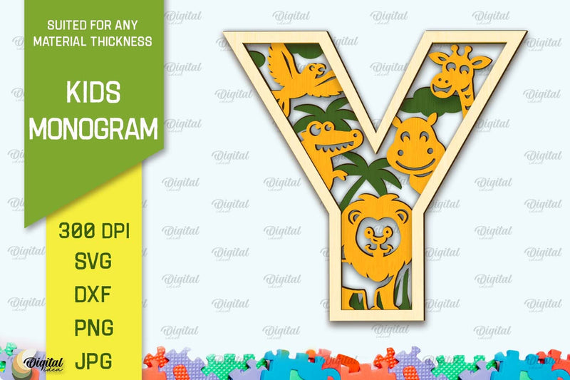 3D Laser cut Monogram Letter Y. Kids alphabet wall sign SVG SVG Evgenyia Guschina 