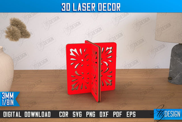 3D Laser Décor | Box Shape | Wooden Decorative Figurine | Home Decor | CNC File SVG Fly Design 