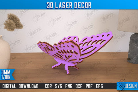 3D Laser Décor Bundle | Natural Design | Wooden Decorative Figurine | Home Decor | CNC Files SVG Fly Design 