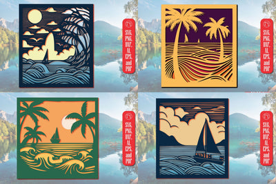3D Layer Summer Sea Wall Art SVG Bundle SVG MD JOYNAL ABDIN 