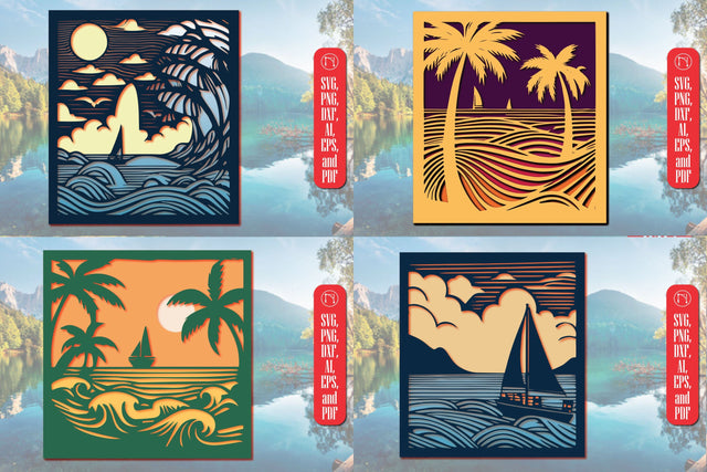 3D Layer Summer Sea Wall Art SVG Bundle SVG MD JOYNAL ABDIN 