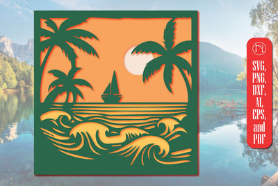 3D Layer Summer Sea Wall Art SVG SVG MD JOYNAL ABDIN 