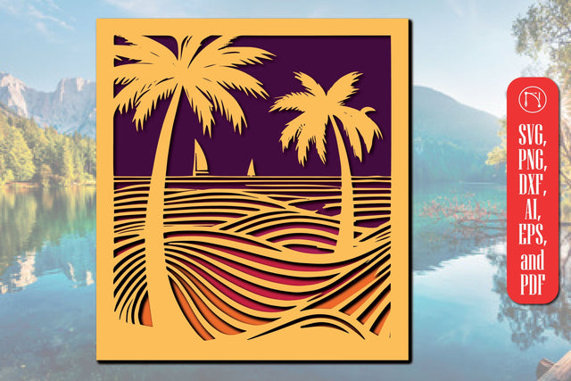 3D Layer Summer Sea Wall Art SVG SVG MD JOYNAL ABDIN 