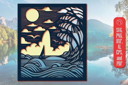 3D Layer Summer Sea Wall Art SVG SVG MD JOYNAL ABDIN 