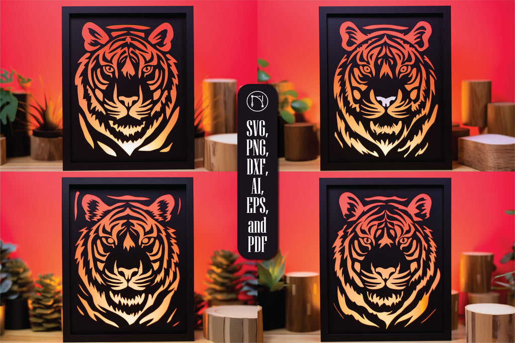 3D Layer Tiger Lightbox SVG Bundle - So Fontsy
