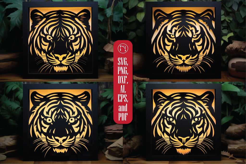 3D Layer Tiger Lightbox SVG Bundle - So Fontsy