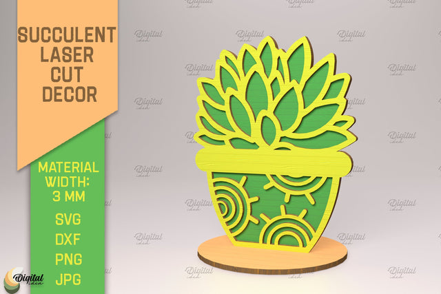 3D Layered Cactus Stand SVG. Succulent Laser Cut SVG Evgenyia Guschina 